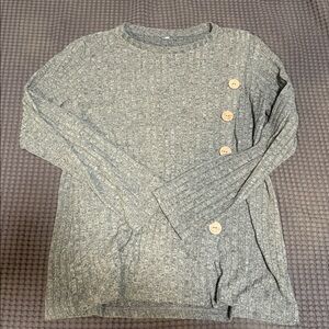 Green Sweater with Button Accents